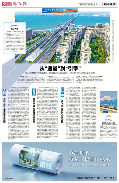 1205【集團黨辦】廈門(mén)日報：從“通道”到“引擎”翔安大橋作為跨海通道，貫通城市脈絡(luò )、激活產(chǎn)業(yè)引擎，續寫(xiě)跨島發(fā)展新章_調整大小.jpg